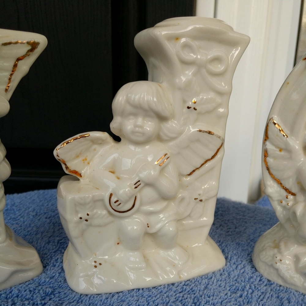 💥 "JOY" Ceramic Candle Holders ANGELS "Set Of 3 - Picture 3 of 14